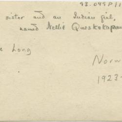 My sister [Nellie Long?] and an Indian girl named Nellie Queskakapaw, Norway House