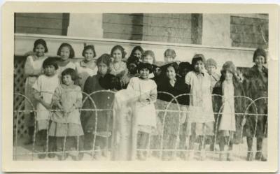 Some of the children who were under my sister's charge : there are about 110 boys and girls living in the school at Norway House