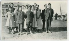 [Rev. Denyes with children from Beren's River who attend the Indian Boarding School at Norway House]