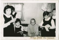 [Explorers holding service in an Indian home, Norway House, Man.]