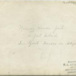 Norway House jail on Jail Island : two government nurses sitting on steps