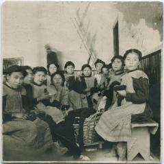 Girls' sewing class at Norway House Indian Boarding School