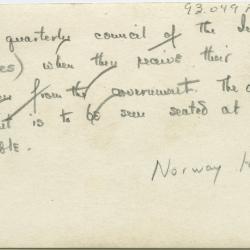 The quarterly council of the Cree Indians when they receive their treaty money from the government : the government agent is to be seen seated at the table, Norway House, Man.