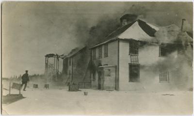 Norway House Indian Boarding School on fire
