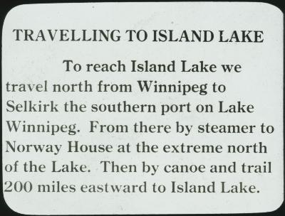 Travelling to Island Lake