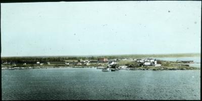 <em>Aeroplane view of Norway House </em>(1938). Source: United Church of Canada Archives. 