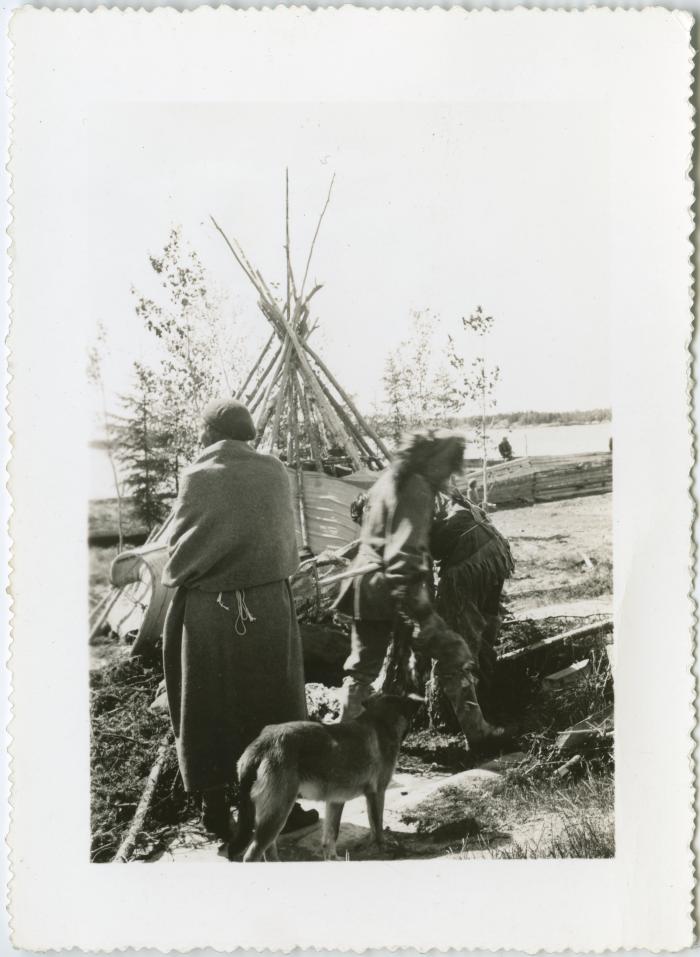 [Cree Indians making camp at Norway House]