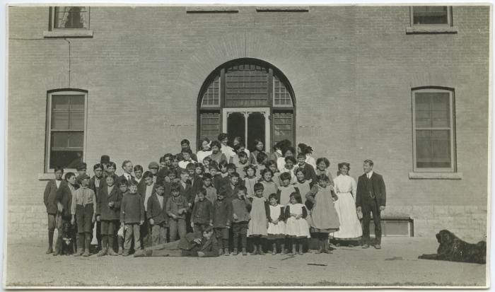[Rev. S.D. Chown, Rev. J. Maclean, Rev. T. Ferrier, Rev. S.D. Gaudin, and members of the Indian congregation, Norway House]