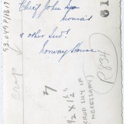 [Chief John Monais and three other Indians standing beside the James Evans memorial cairn, Norway House]