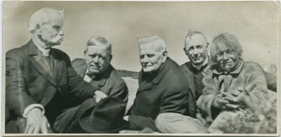 [Rev. J. Maclean, Rev. T. Ferrier, Rev. S.D. Chown, Rev. S.D. Gaudin, and John Meneno, the last Cree Indian to remember James Evans]