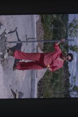 Maxine McVey stands on site of cairn