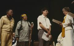 Anne Squire responding to the gift presented to the United Church of Canada by ANCC.