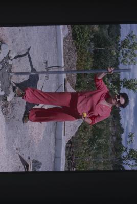 Maxine McVey stands on site of cairn