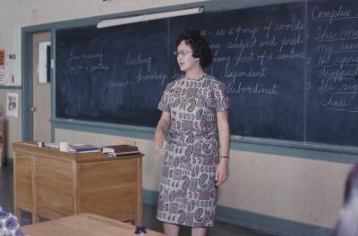 U.C. [United Church] School, Verna Kirkness teaches Gr. 8.