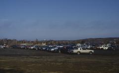 Cars parked near the area where the Native Apology took place when the United Church under the leadership of former moderator Bill Smith apologized to the Native people for rejecting their Native spirituality for years.