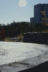 Stones to be mortared in preparation for the construction of the cairn