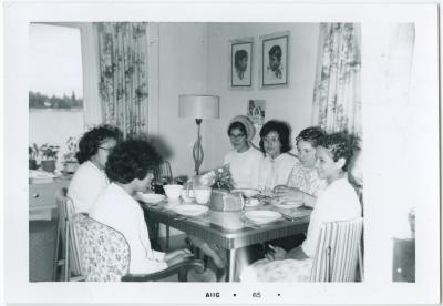 This looks like Saturday lunch hour : all these girls but one has gone out to school at Winnipeg or Portage : they were with me for about two weeks : they certainly did a fine job of Vacation School