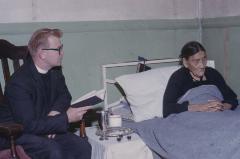Rev. Stan Folke visits in hospital