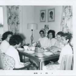 This looks like Saturday lunch hour : all these girls but one has gone out to school at Winnipeg or Portage : they were with me for about two weeks : they certainly did a fine job of Vacation School