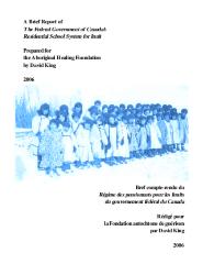 A brief report of the federal government of Canada's residential school system for Inuit = Bref compte-rendu du Régime des pensionnats pour les Inuits du gouvernement fédéral du Canada