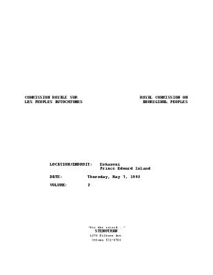 RCAP Hearing: Eskasoni, NS 92-05-07 [Transcript]