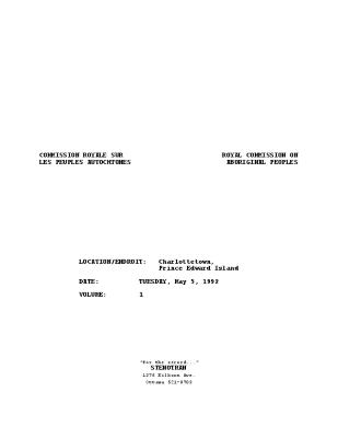 Charlottetown, PEI 92-05-05, English Transcript