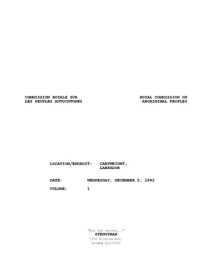 RCAP Hearing: Cartwright, LAB 92-12-02 [Transcript]