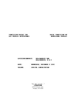 RCAP Hearing: Yellowknife, NWT 92-12-09 - Part 2 [Video]