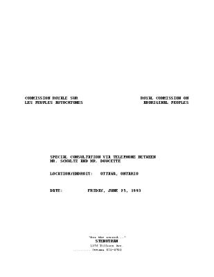 RCAP Hearing: High Arctic Relocation Special Consultations, Ottawa, ON 93-06-25 [Transcript]